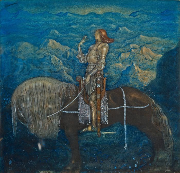 Akvarellen ”En riddare red fram” av John Bauer