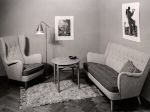 Ett vardagsrum från 1940-talet. Foto: Okänd, Nordiska museet