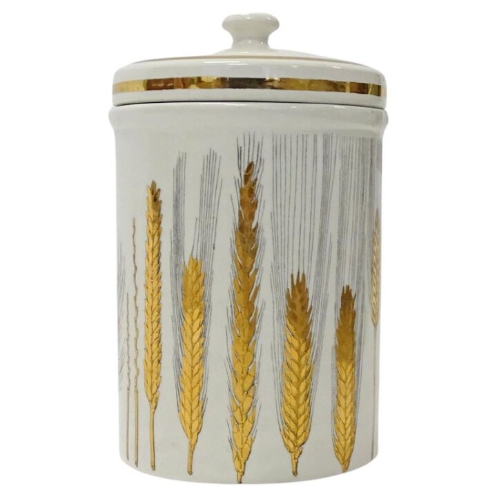 Fornasetti jar with lid, oat seeds