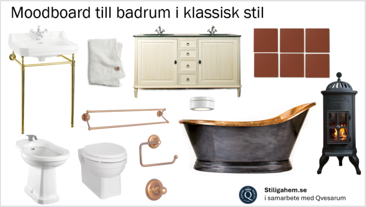 Moodboard till badrum i klassisk stil